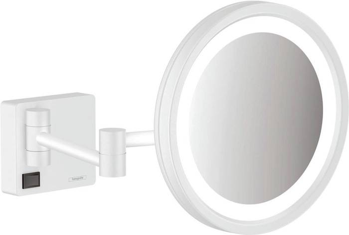 hansgrohe HG Kosmetikspiegel AddStoris mit LED Leuchte mattweiß