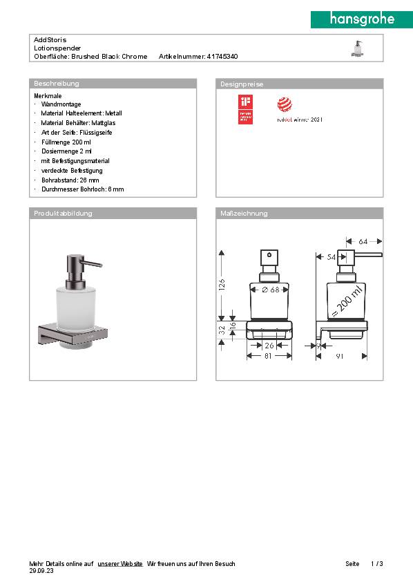 Lotionspender ADDSTORIS HANSGROHE