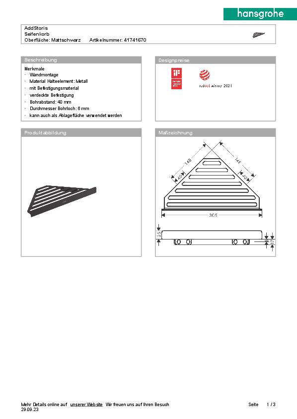 Seifenablage ADDSTORIS HANSGROHE