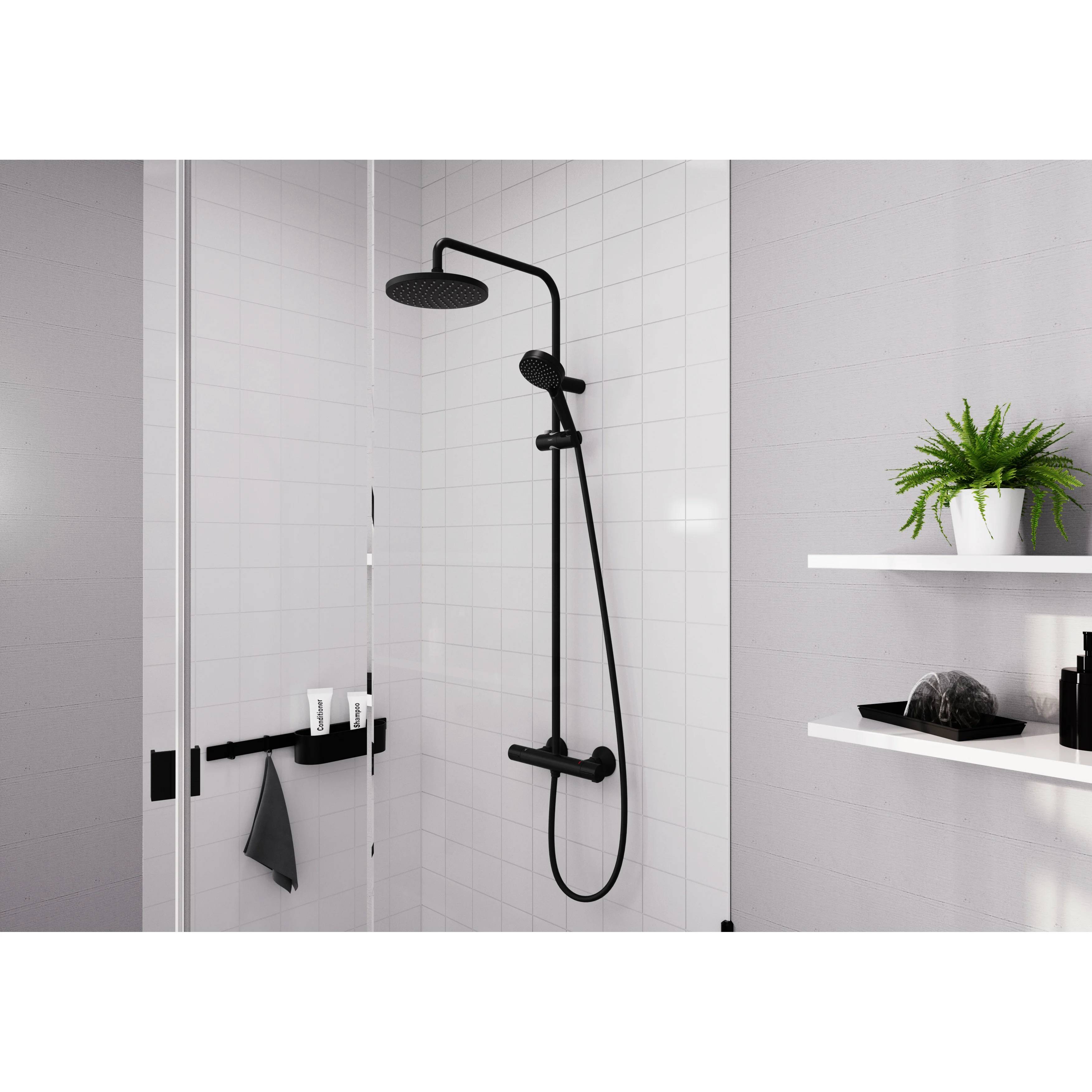 hansgrohe Showerpipe 200 1jet Vernis Blend EcoSmart mattschwarz m.Brausethermostat, 1 Stk.