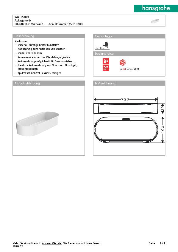 Ablagekorb WALLSTORIS HANSGROHE
