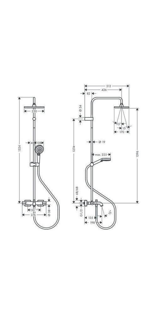 hansgrohe HG Showerpipe VERNIS Shape 230 1jet mit Wannenthermostat