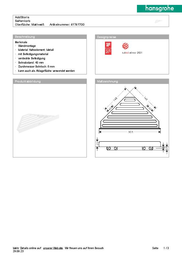 Seifenablage ADDSTORIS HANSGROHE