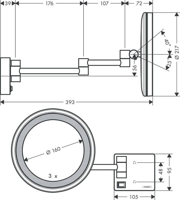 hansgrohe HG Kosmetikspiegel AddStoris mit LED Leuchte chrom