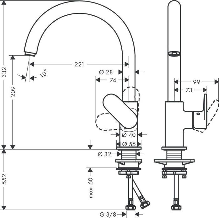 hansgrohe HG Einhebel-Spültischmischer Blend 210 V M35, 1jet