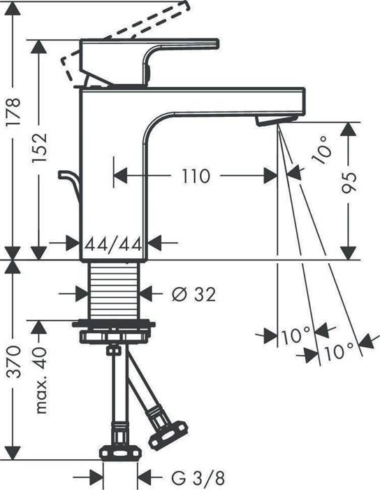 hansgrohe HG EH-WT-MI VERNIS Shape 100 m Zugst-Ablaufgarn. 1 1/4"