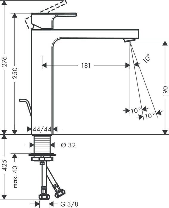 hansgrohe HG EH-WT-MI VERNIS Shape 190 m Zugstangen-Ablaufgarnitur 1