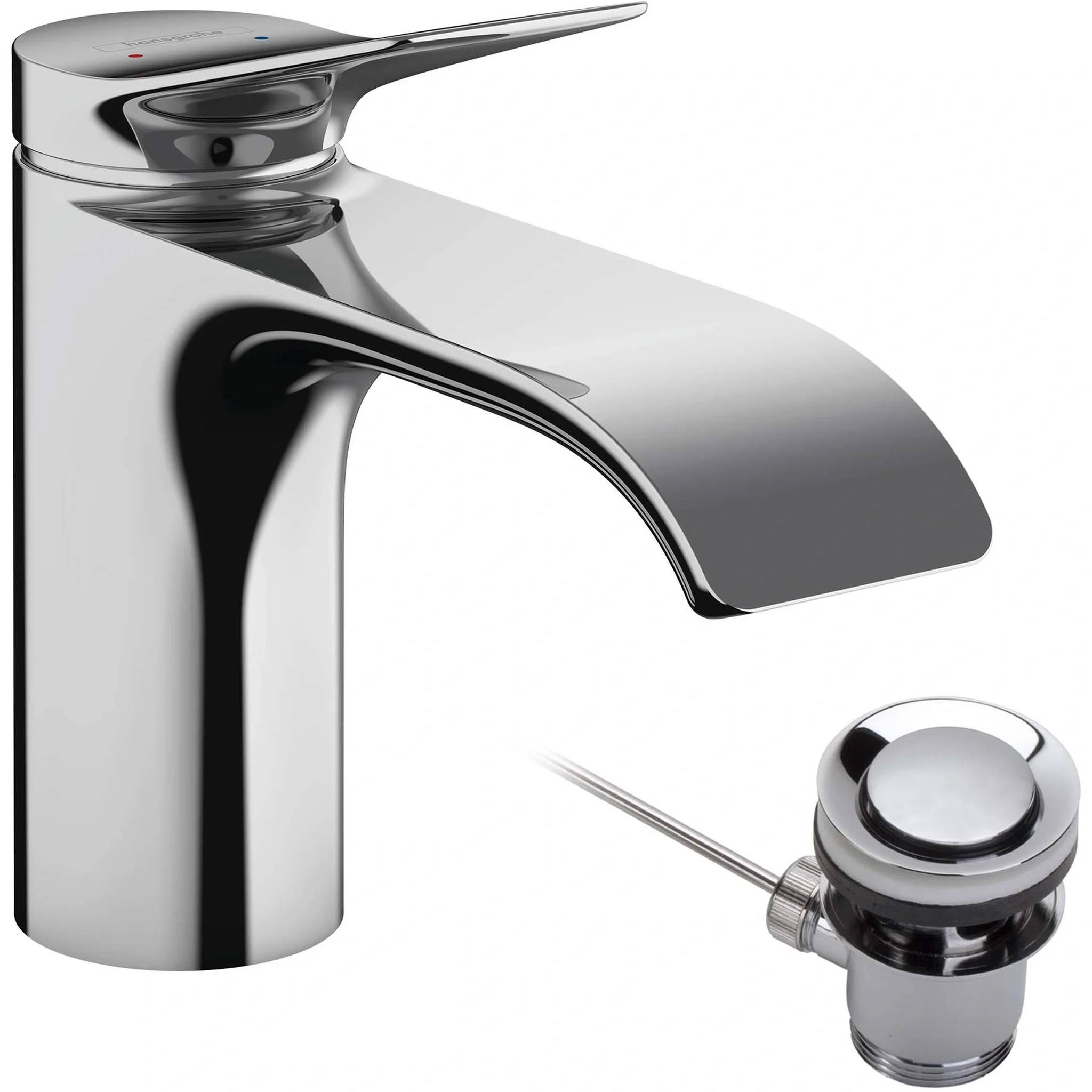 hansgrohe Vivenis, Einhebel-Waschtischmischer 80, Zugstangen-Ablaufgarnitur, Chrom, 1 Stk.