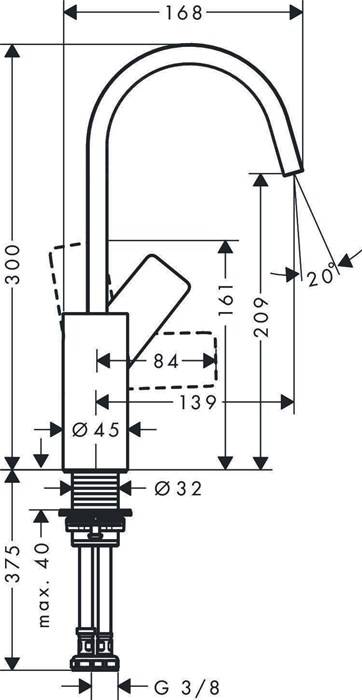 hansgrohe HG EH-WT-MI VIVENIS 210 ohne Ablaufgarnitur mattschwarz
