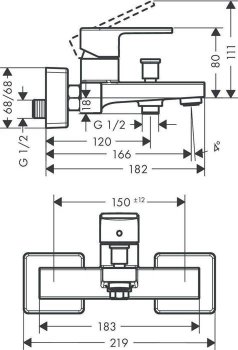 hansgrohe HG Einhebel-Wannenmischer VERNIS Shape Aufputz mattschwarz