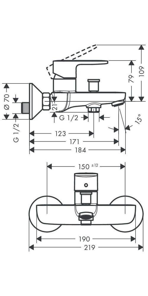 hansgrohe HG Einhebel-Wannenmischer VERNIS Blend Aufputz chrom