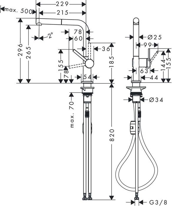 hansgrohe HG Spültischmischer 270 TALIS M54 Eco, mit Ausziehauslauf
