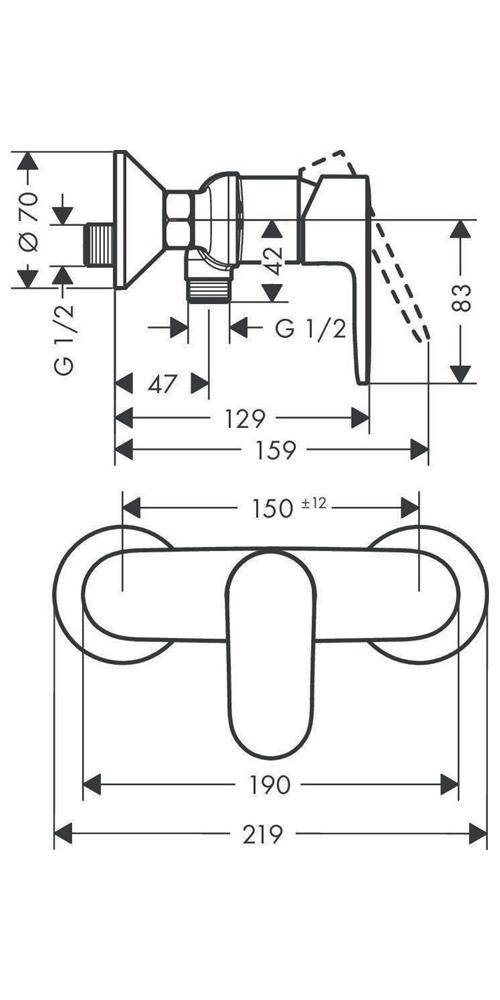 hansgrohe HG Einhebel-Brausemischer VERNIS Blend Aufputz chrom