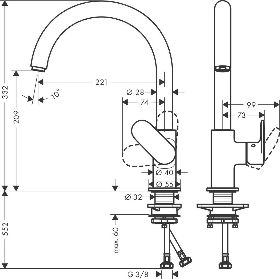 Hansgrohe Einhandmischer Spültisch 260 M35 1jet verchromt