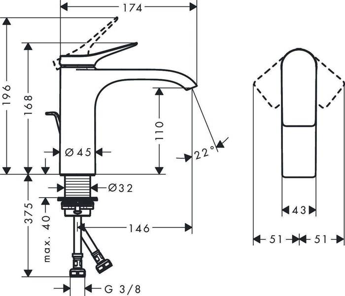hansgrohe HG EH-WT-MI VIVENIS 110 m Zugstangen-Ablaufgarnitur 1