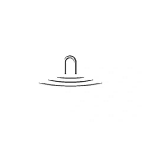 Einfaches schwarzes Symbol eines abgerundeten Bogens, der über drei geschwungene Linien aufsteigt und einer Person oder einem Objekt ähnelt, das aus dem Wasser auftaucht
