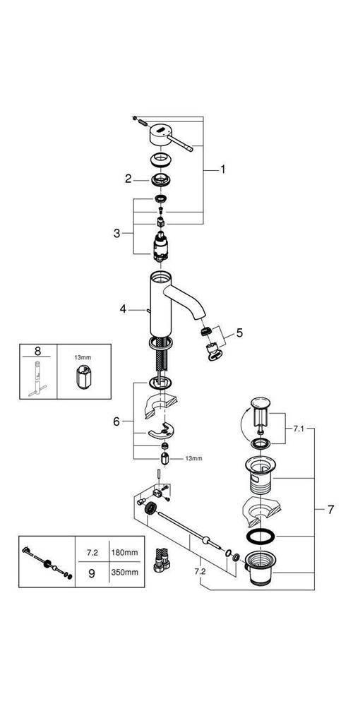 GROHE Einhand-Waschtischbatterie ESSENCE 1/2Zoll S-Size chr