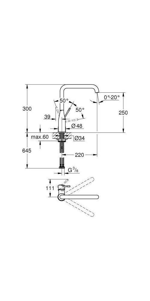 GROHE Einhand-Spültischbatterie ESSENCE 1/2Zoll, hoher Auslauf chrom
