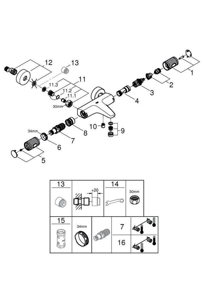 GROHE Thermostat-Wannenbatterie GROHTHERM 1000 Performance 1/2Zoll chr