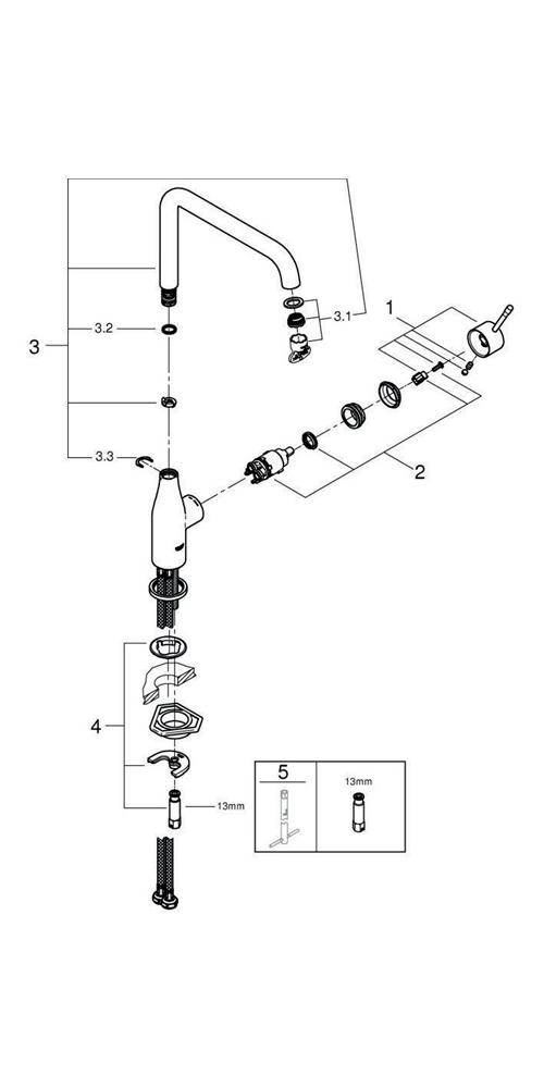 GROHE Einhand-Spültischbatterie ESSENCE 1/2Zoll, hoher Auslauf chrom