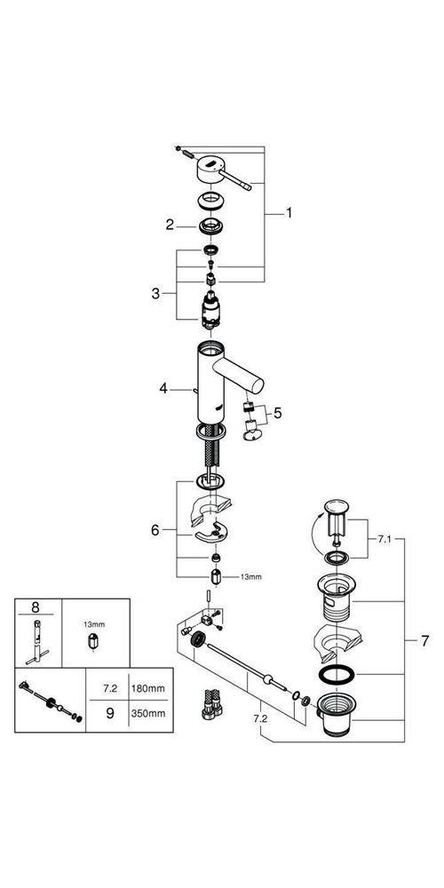 GROHE Einhand-Waschtischbatterie ESSENCE 1/2Zoll S-Size chr