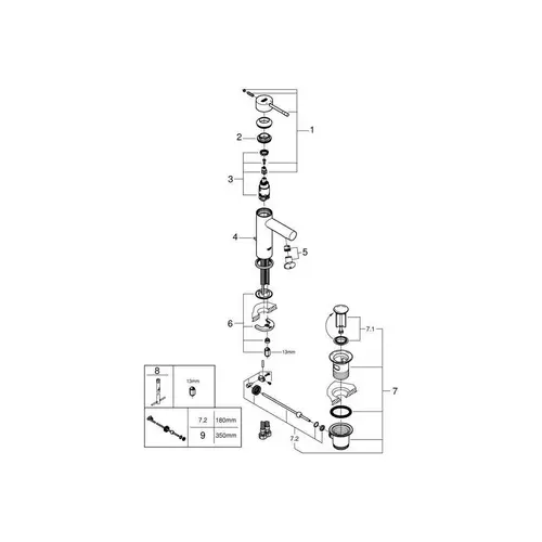 GROHE Einhand-Waschtischbatterie ESSENCE 1/2Zoll S-Size chr GROHE Einhand-Waschtischbatterie ESSENCE 1/2Zoll S-Size chr