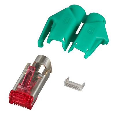 RJ45-Hirose Stecker STP, TM21 grün, 50 -- Stück, 3 Elemente, Cat. 6 Kupferverkabelung RJ45 + RJ