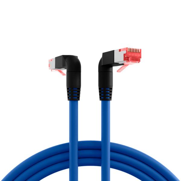 RJ45 Patchkabel Cat.6A S/FTP LSZH -- Draka UC900 TM21 2x90° blau 3m Kupferverkabelung