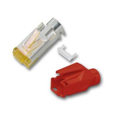 RJ45-Hirose Stecker STP, TM31 rot, 50 -- Stück, 3 Elemente, Cat.6A Kupferverkabelung RJ45 + RJ