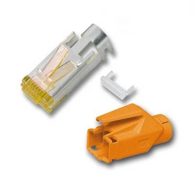 RJ45-Hirose Stecker STP, TM31 orange, 50 -- Stück, 3 Elemente, Cat.6A Kupferverkabelung RJ45 + RJ