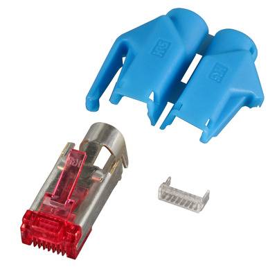 RJ45-Hirose Stecker STP, TM21 blau, 50 -- Stück, 3 Elemente, Cat. 6 Kupferverkabelung RJ45 + RJ