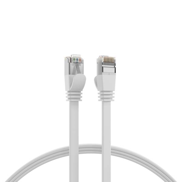 RJ45 Flachpatchkabel Cat.6A U/FTP PVC -- weiß 1,5m Kupferverkabelung Patchkabel