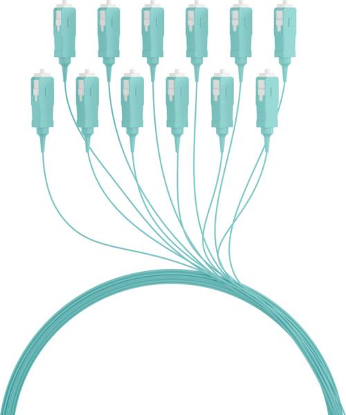 Faserpigtail SC OM3 -- Aqua 2m - 1 Stück Glasfaserverkabelung Glasfaser Pigtails OM3