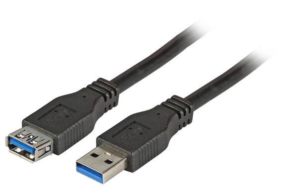 USB3.0 Verlängerungskabel A-A, St.-Bu. -- 5,0m, schwarz, Premium Multimedia USB Verlängerungen