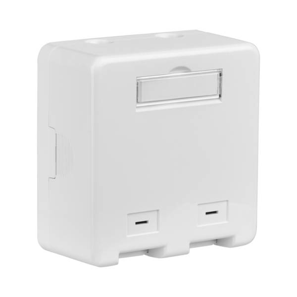 Keystone Verteilerbox Aufputz, 2-Port -- Staubschutz selbstschließend Kupferverkabelung