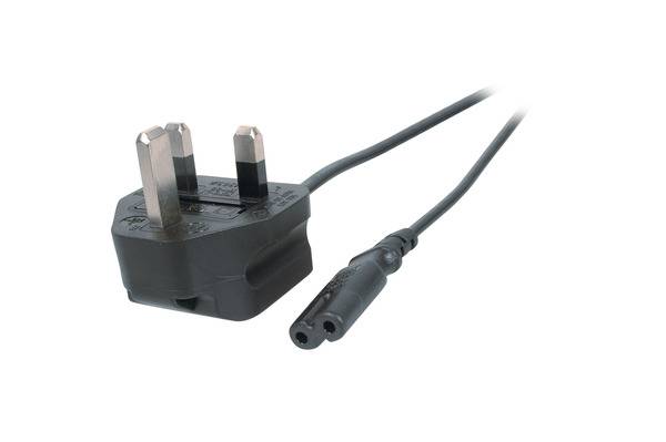 Netzleitung UK BS1363A - C7 180° -- schwarz, 3,0 m, 2 x 0,75 mm² Stromversorgung Stromkabel