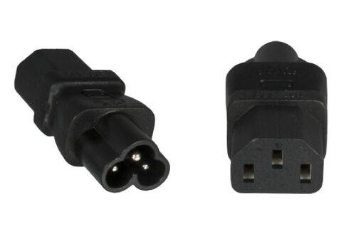 Netzadapter IEC C6 auf IEC C13, Mickey Mouse/Kleeblatt Stecker-Kaltgerätebuchse
