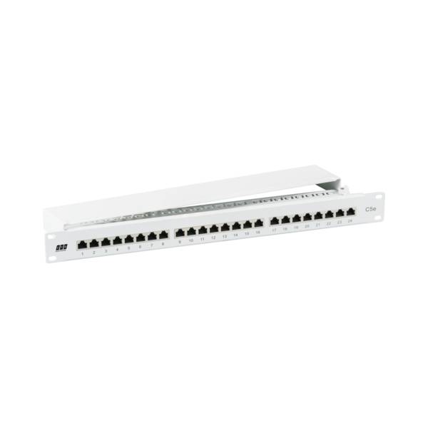 Patchpanel STP 24xRJ45 Cat.5e, 19? 1HE -- RAL7035 grau Kupferverkabelung geschirmt