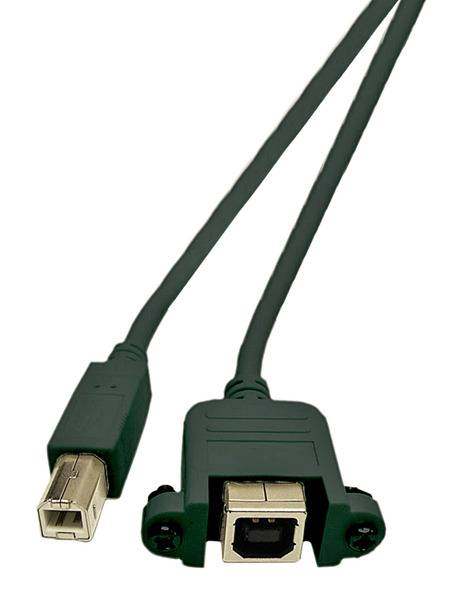 USB-A zu USB-B Kabel, schwarz, zum Verbinden von Geräten wie Druckern mit Computern.