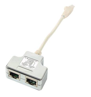 T-Adapter Cat.5e 2 x 10/100BaseT für -- Cablesharing Kupferverkabelung Telekom + LSA Systeme