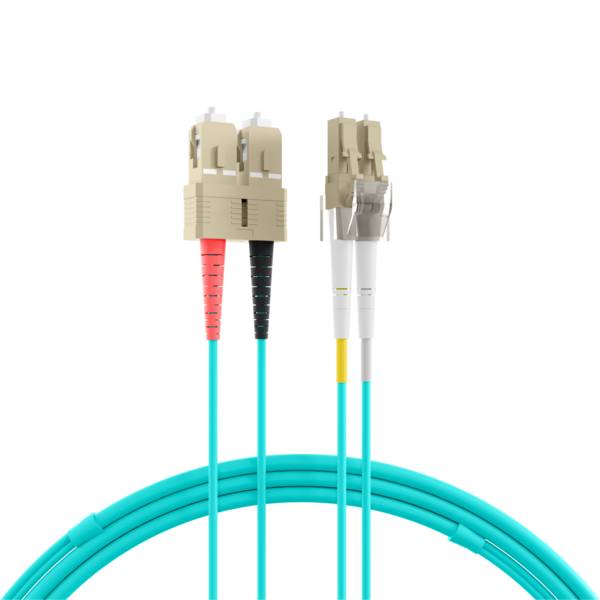 Duplex Patchkabel Flat-Twin LC-SC OM3 -- 25m LSZH 3x5mm aqua Glasfaserverkabelung Glasfaser OM3
