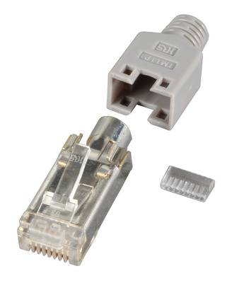 RJ45-Hirose Stecker STP, TM11 grau, 100 -- Stück, 3 Elemente, Cat. 5e Kupferverkabelung RJ45 + RJ