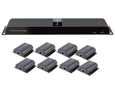 HDMI Extender/Splitter mit IR über -- Netzwerkkabel bis zu 50m, 1x8 Multimedia Extender