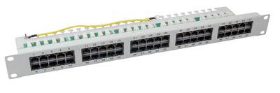 Patchpanel 50xRJ45 8/4 1HE ISDN -- RAL9005, Cat. 3 Kupferverkabelung Telekom + LSA Systeme