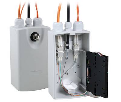 Klein-Spleißverteiler II Gehäuse -- RAL 7035 Glasfaserverkabelung Glasfaser Verteiler und