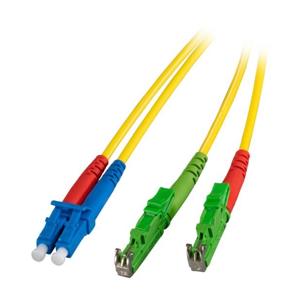 Duplex Patchkabel E2000®/APC-LC OS2 G657A1 -- 1m 3mm gelb Glasfaserverkabelung Glasfaser OS2