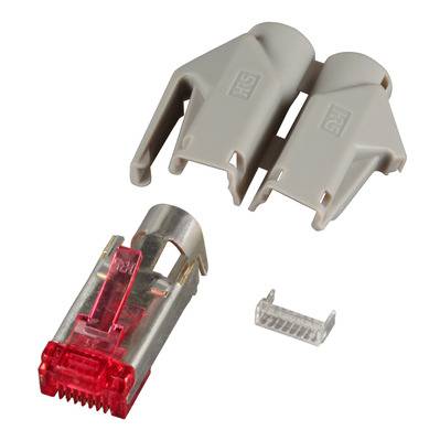 RJ45-Hirose Stecker STP, TM21 grau, 100 -- Stück, 3 Elemente, Cat. 6 Kupferverkabelung RJ45 + RJ