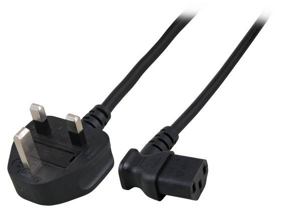Netzleitung UK BS1363A-C13 90° -- schwarz, 1,8 m, 3 x 0,75 mm² Stromversorgung Stromkabel