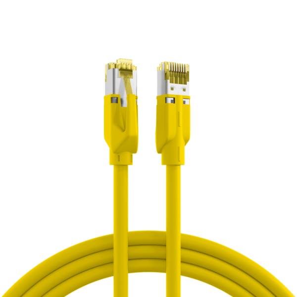 RJ45 Patchkabel Cat.6A S/FTP LSZH -- Dätwyler 7702 TM31 gelb 1m Kupferverkabelung
