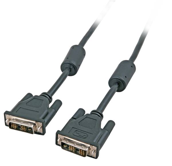 Zwei VGA-Kabel mit schwarzen Anschlüssen und sichtbaren Pins am Ende, die zum Anschluss von Monitoren an Computer verwendet werden.